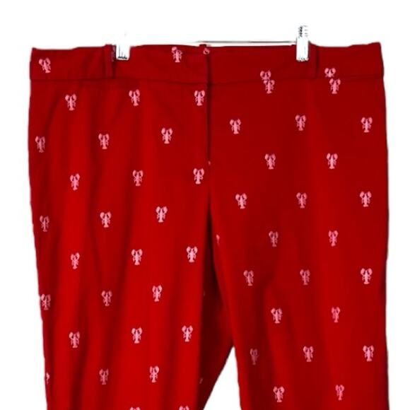 Talbots Pants Ankle Signature Mid Rise Red Embroidered Lobster Women’s Size 14 - Picture 4 of 9